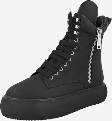 DKNY حذاء كاحل برباط 'Aken' بلون أسود: الأمام