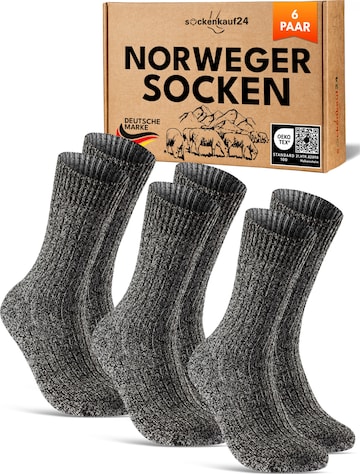 sockenkauf24 Skarpety 'Norweger Wollsocken' w kolorze szary: przód