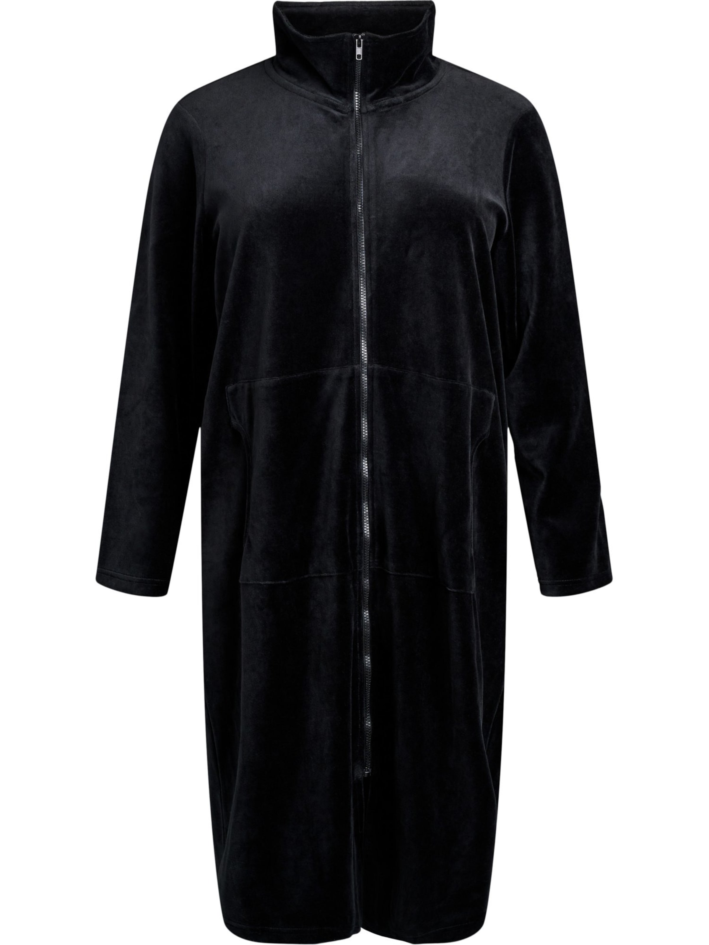 Zizzi - Roupão curto 'Mgry' em preto: frente