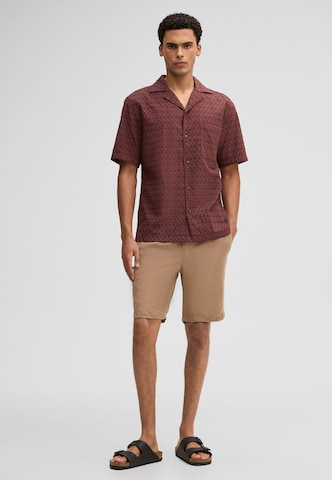 STRELLSON Comfort fit Button Up Shirt 'Ciscon' in Brown