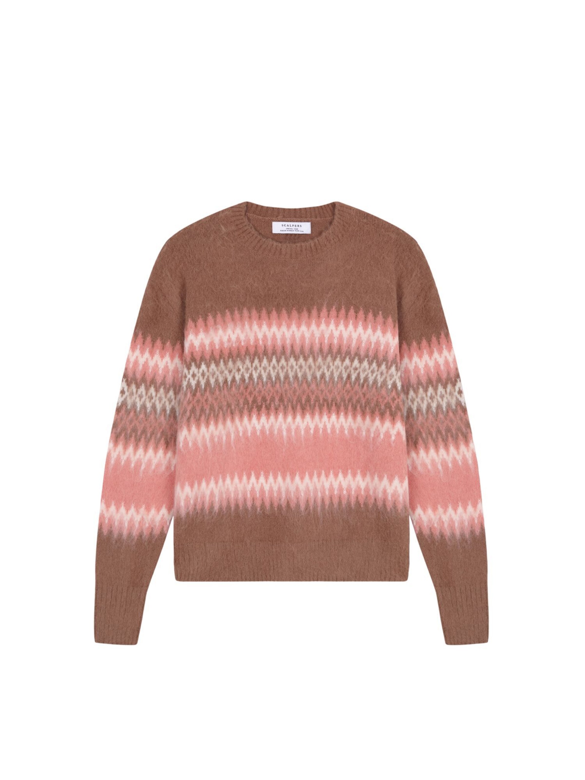 Scalpers Пуловер &#x27;Farisle&#x27; в кафяво: отпред