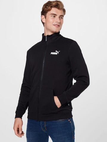 PUMA Athletic Zip-Up Hoodie 'Essentials' in Black: front