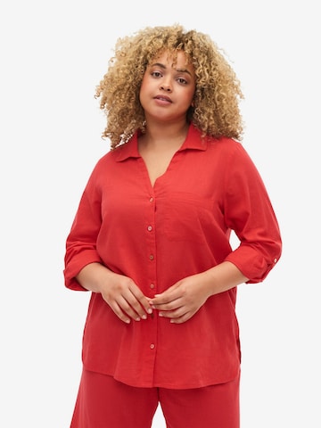 Camicia da donna 'VFLEX' di Zizzi in rosso: frontale