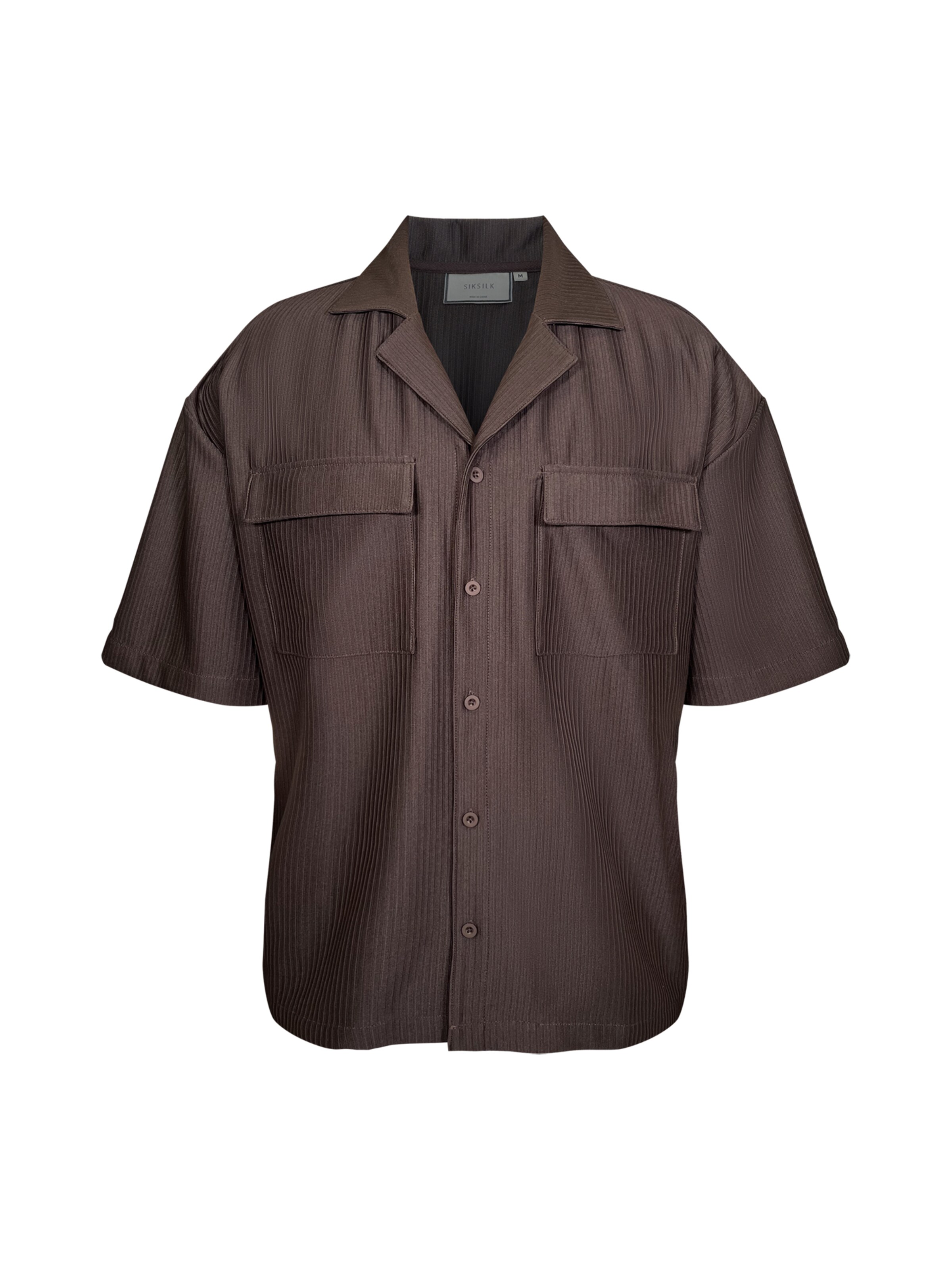 SikSilk Comfort fit Overhemd in Bruin: voorkant