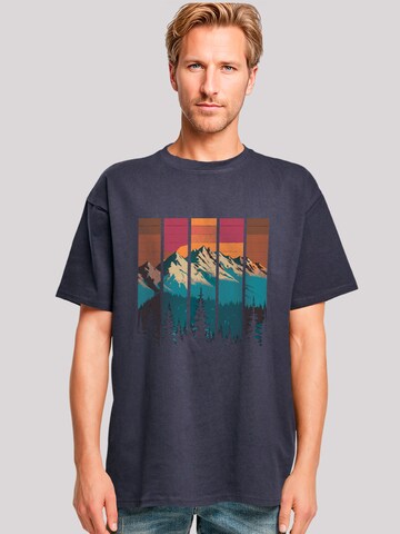 F4NT4STIC Shirt 'Berg Sonnenuntergang Retro' in Blauw: voorkant
