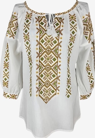 Blouse folklorique 'Damenbluse IL26 weiß/braun , marimea 2XL' Rody’s forever en blanc : devant