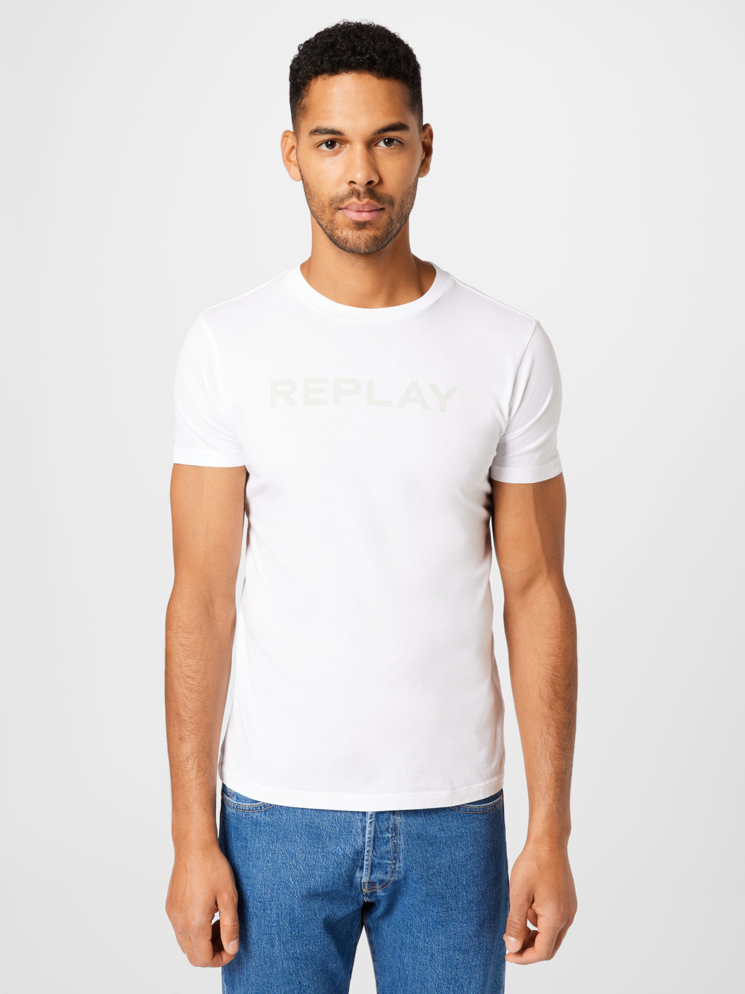Più sostenibile Uomo REPLAY Maglietta in Bianco 