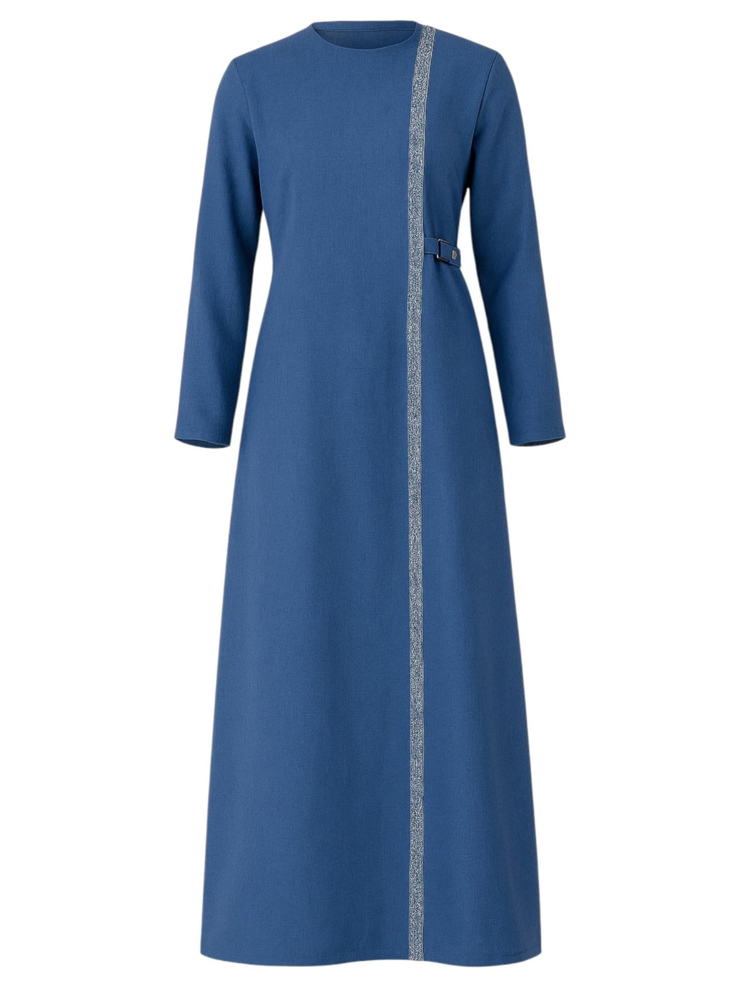 fashionshowcase Kleid 'Leila-Ferace'‌‌‌ in Blau: Vorderseite