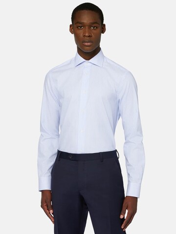 Boggi Milano Slim fit Overhemd 'Dobby Windsor' in Blauw: voorkant