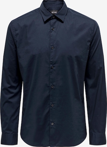 Coupe slim Chemise 'Andy' Only & Sons en bleu : devant