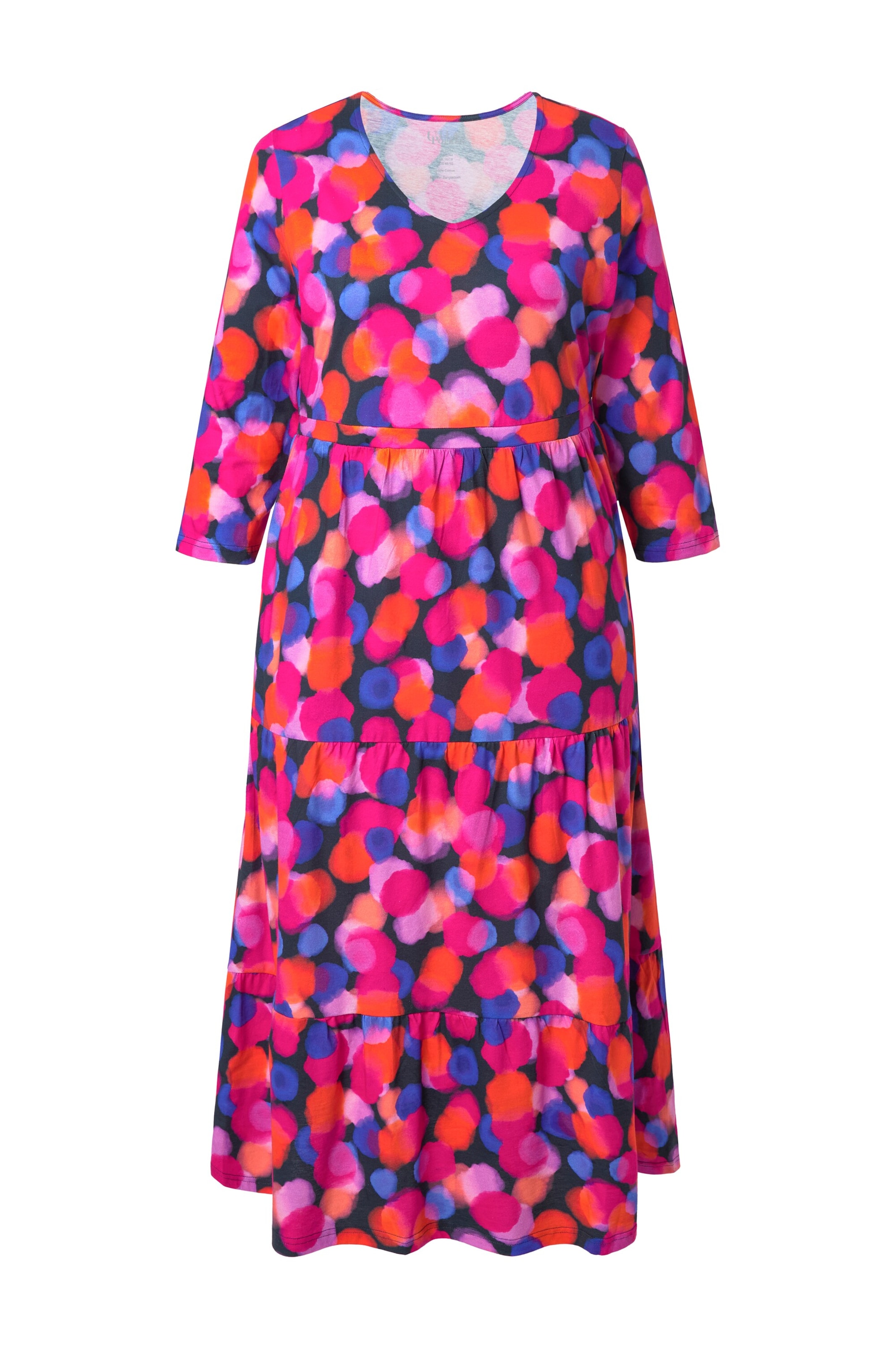 Ulla Popken Kleid in blau / orange / pink / schwarz, Produktansicht