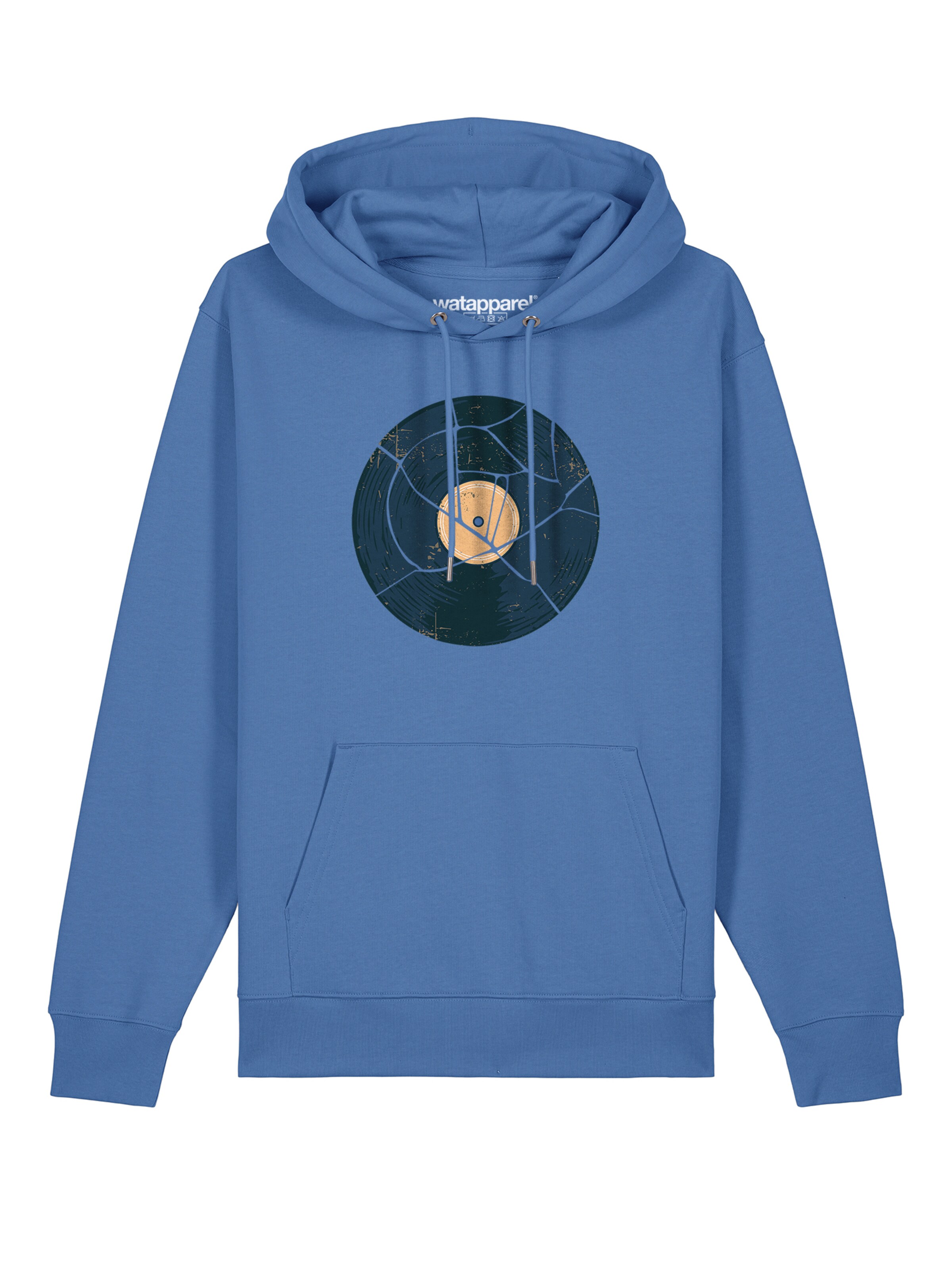 Watapparel Sweatshirt ' Broken Vinyl ' in Blauw: voorkant
