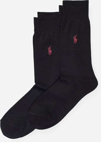 Chaussettes 'SIZED FLAT-CREW-2 PACK' Polo Ralph Lauren en noir : devant