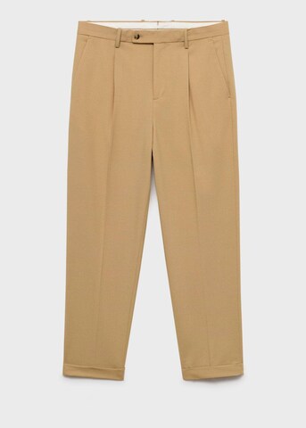 MANGO MAN Loose fit Pleat-Front Pants 'Boston' in Beige