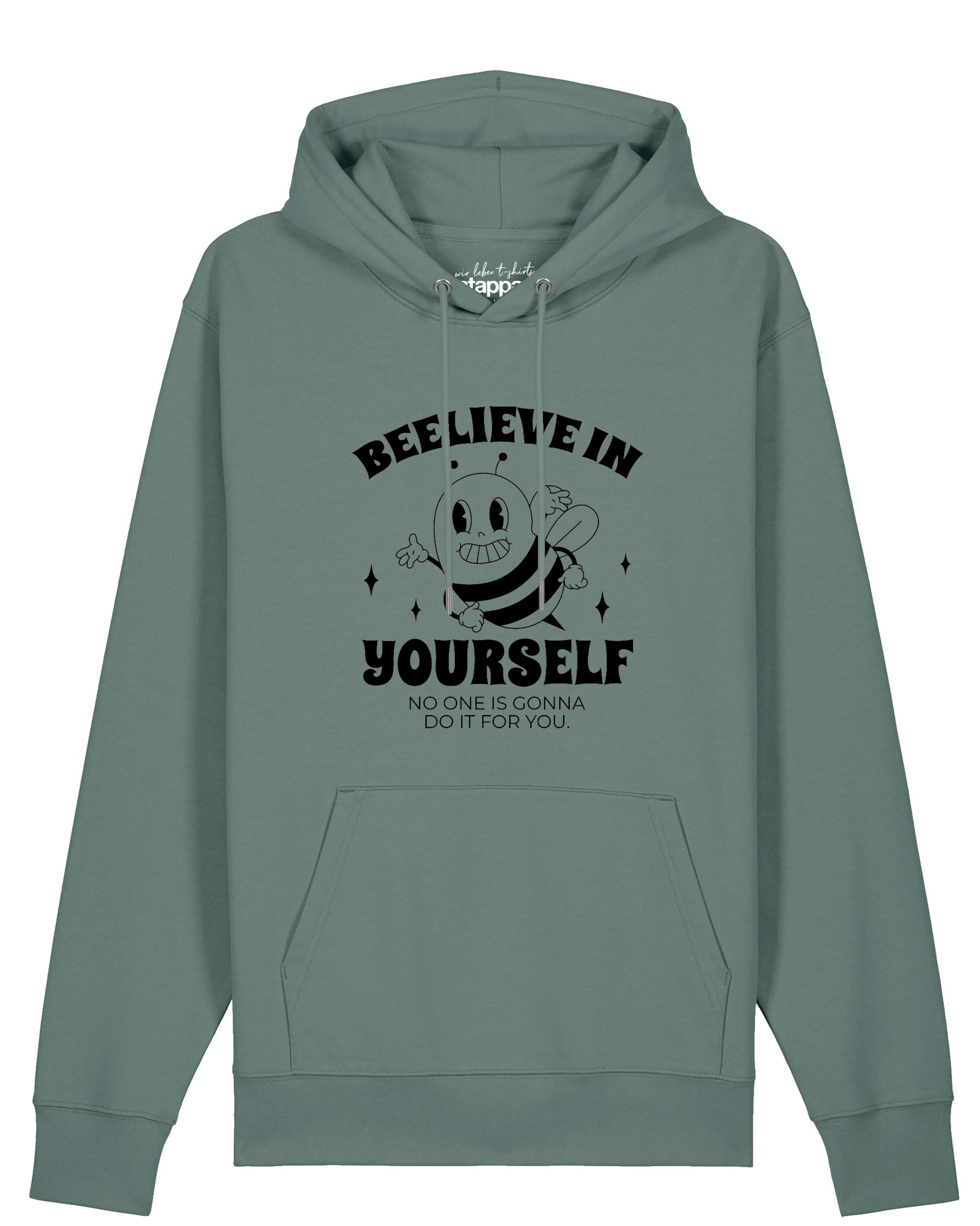 Felpa 'Beelieve in yourself' di Watapparel in verde: frontale