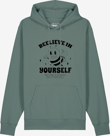 Felpa 'Beelieve in yourself' di Watapparel in verde: frontale