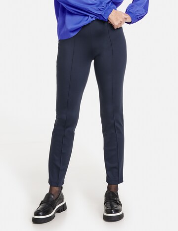 GERRY WEBER Slim fit Pleat-Front Pants in Blue: front