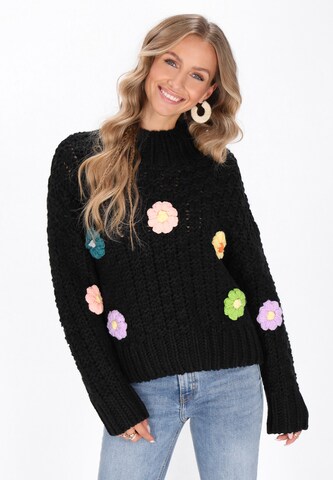 IZIA Υπερμέγεθες πουλόβερ 'Fashion Look' σε μαύρο: μπροστά