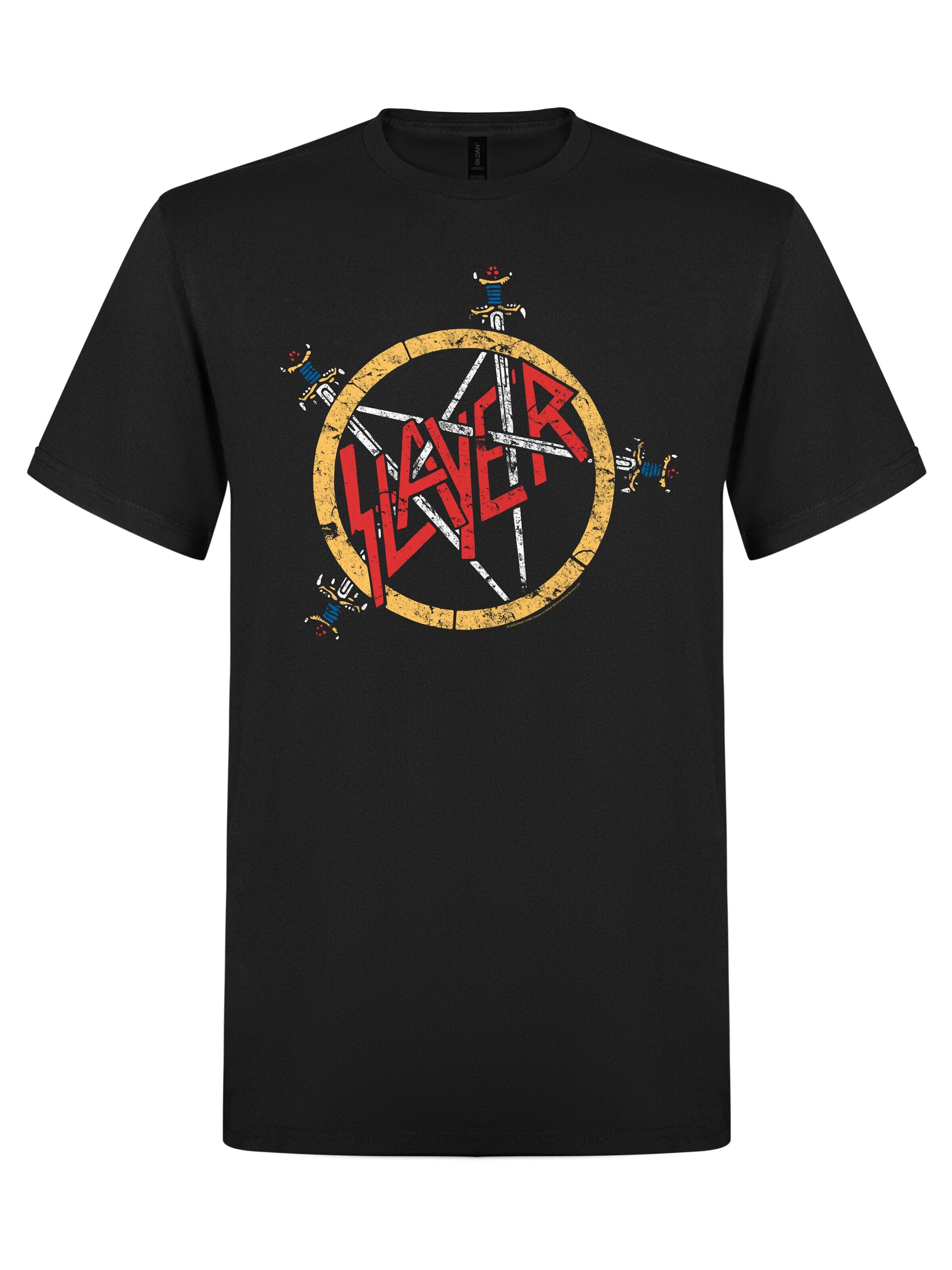 Slayer Shirt 'Slayer Pentagram distressed  T-Shirt' in Black: front