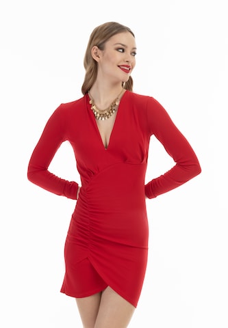 raudona faina Kokteilinė suknelė: priekis