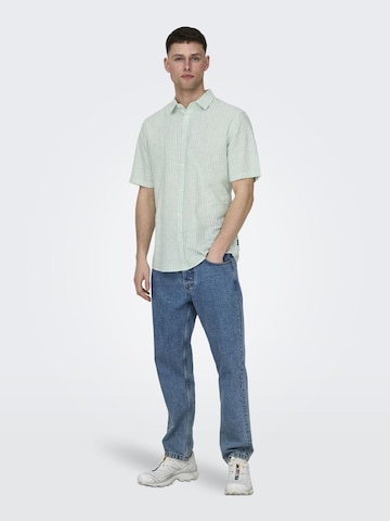 Only & Sons Slim Fit Hemd 'Caiden' in Grün