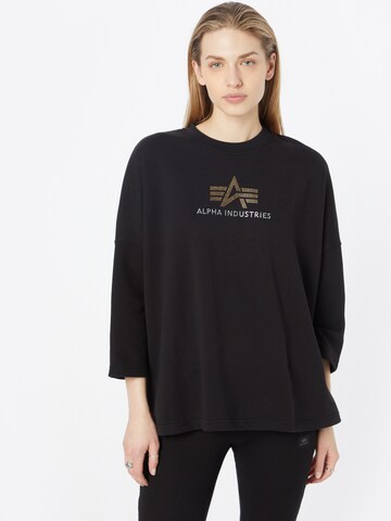 ALPHA INDUSTRIES Sweatshirt 'Crystal' in Zwart: voorkant