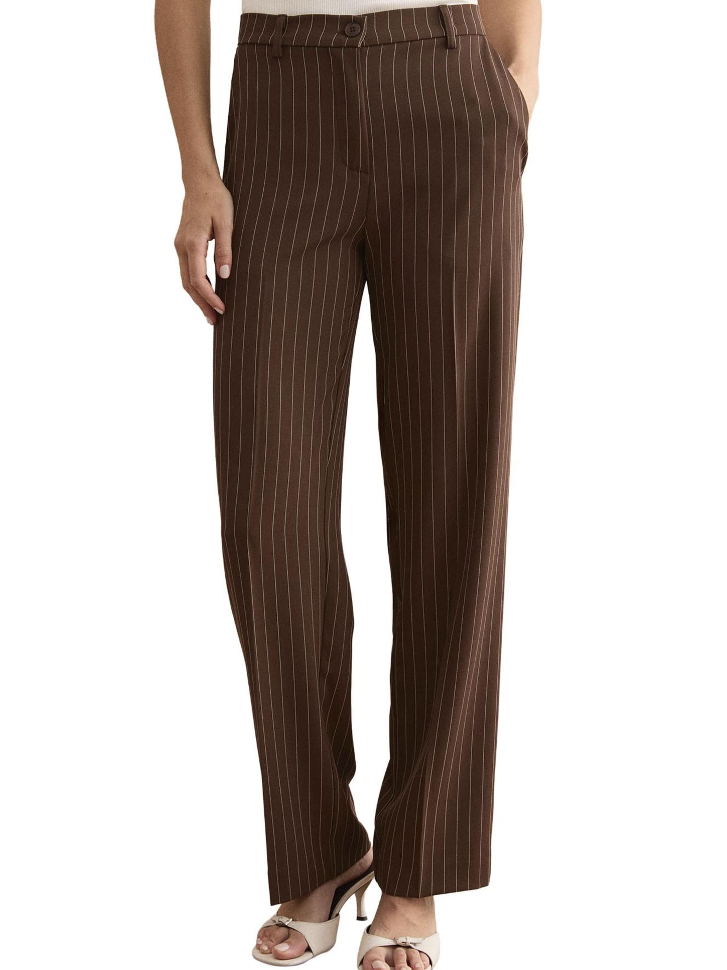 Wide Leg Pantalon 'Pantalone Gessato a Palazzo in Cady - MARRONE GESSATO' Il Lanificio en marron