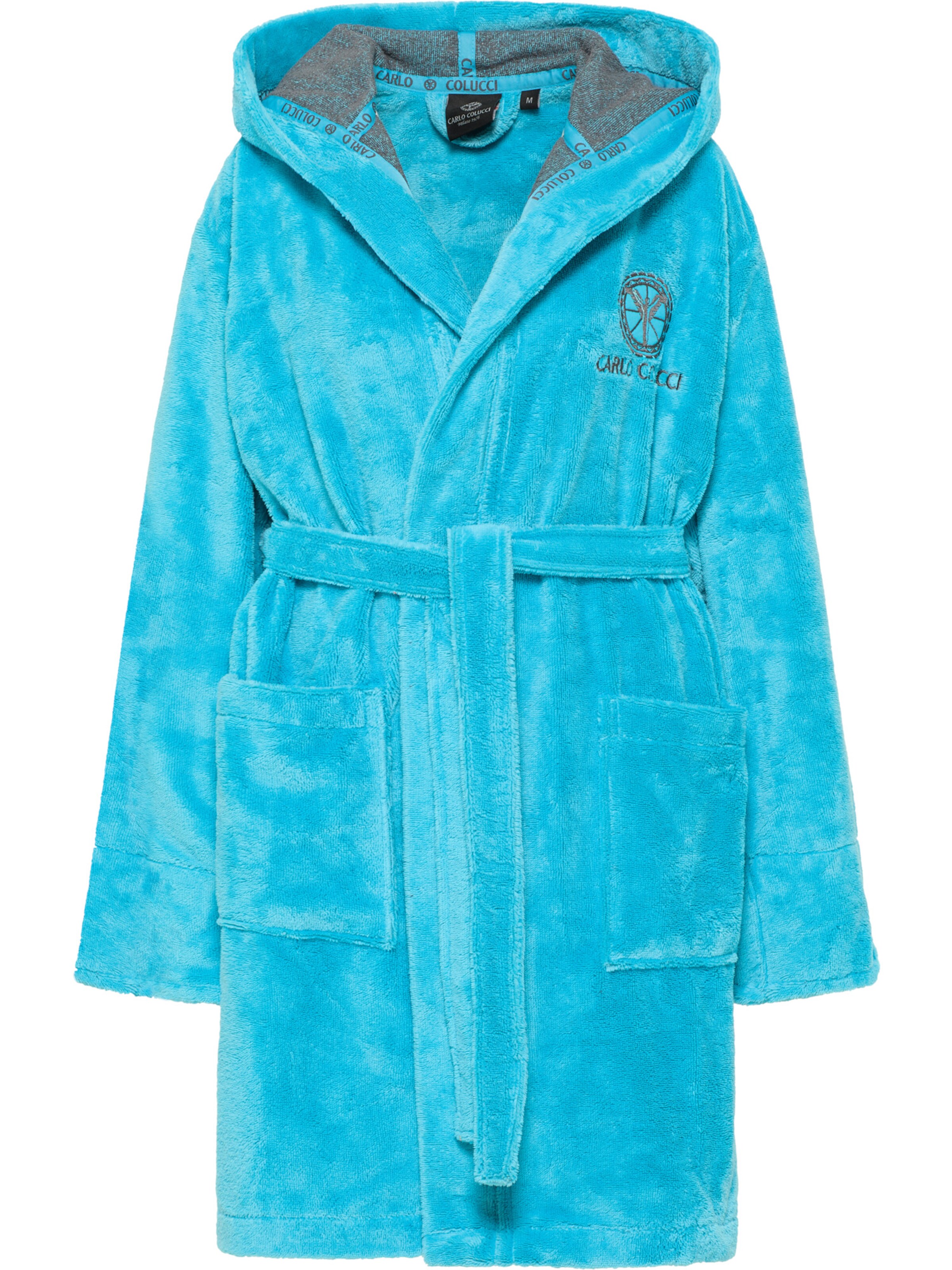 Carlo Colucci Short Bathrobe 'Coma' in Blue: front