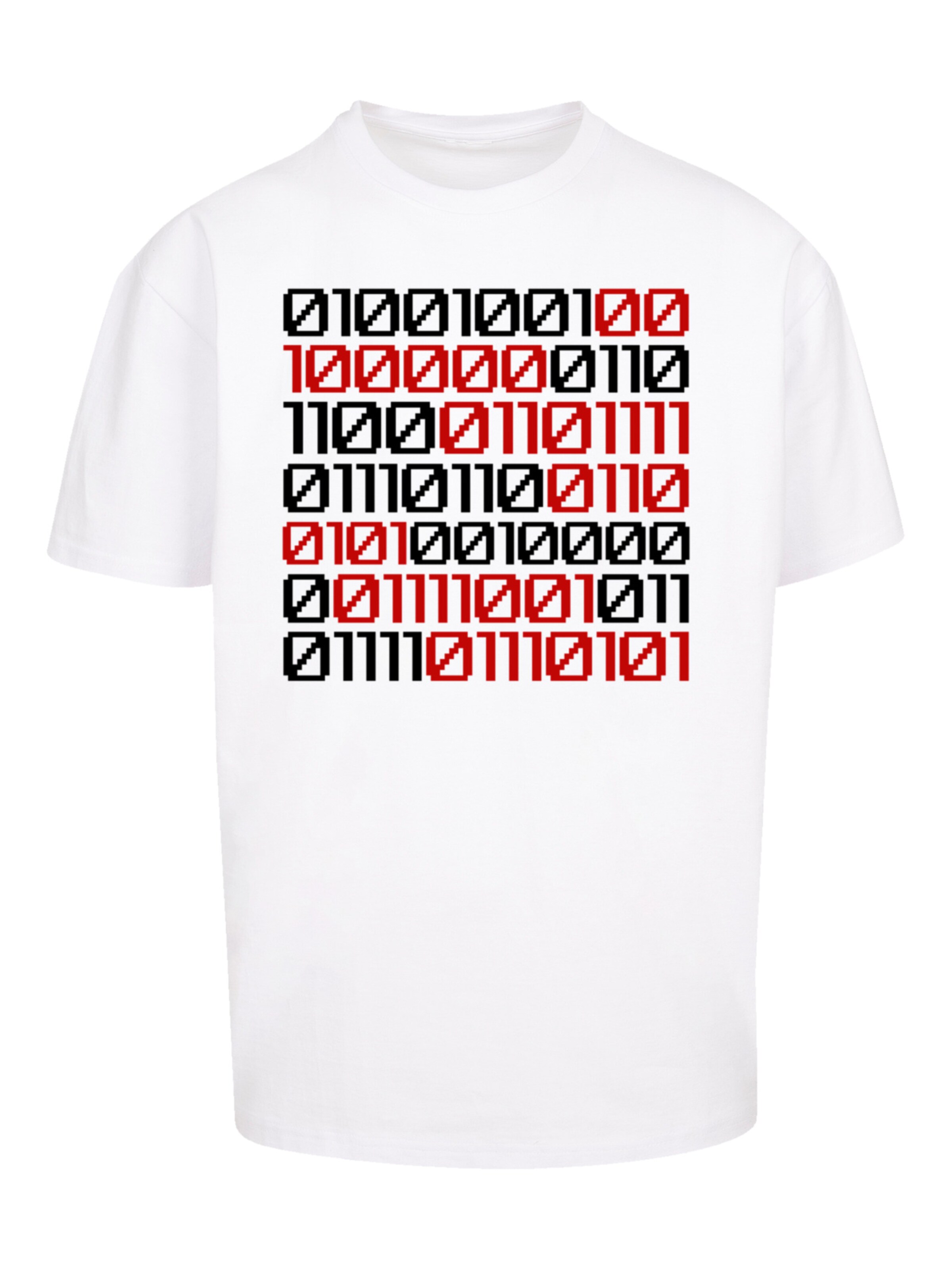 F4NT4STIC T-Shirt 'I love you 01001001 Binary Code Valentinstag' in Weiß: Vorderseite