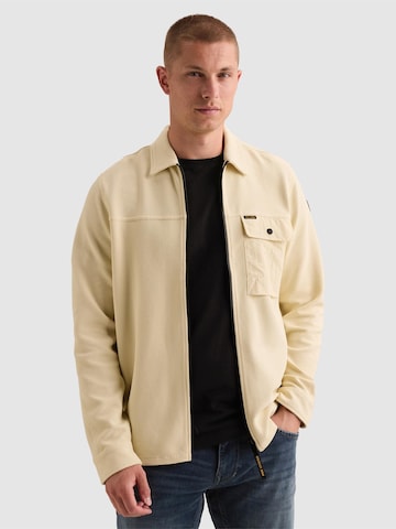 PME Legend - Camiseta 'Overshirt with waffle texture and cargo chest pocket' en beige: frente