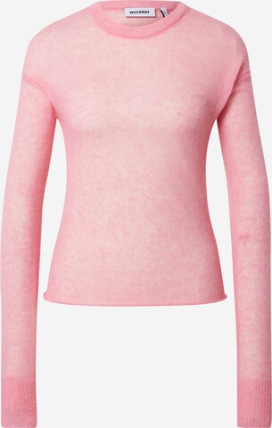 WEEKDAY Sweater 'Tuck Sheer' in Pink: front