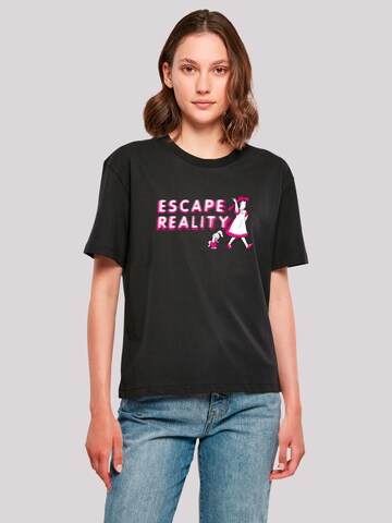 F4NT4STIC Shirt 'Alice im Wunderland Escape Reality' in Zwart: voorkant