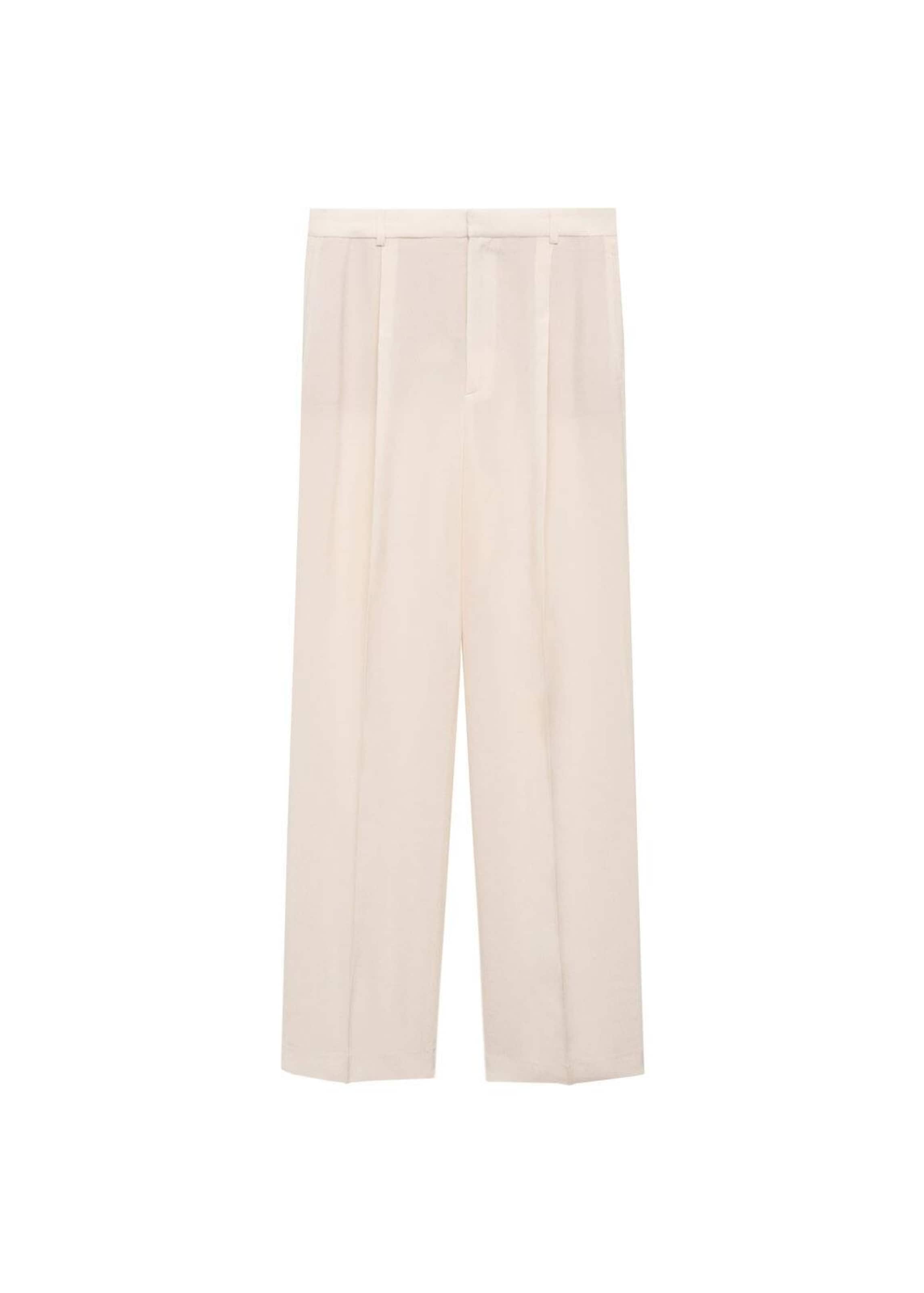 MANGO Wide leg Pleat-Front Pants 'Mire' in Beige: front