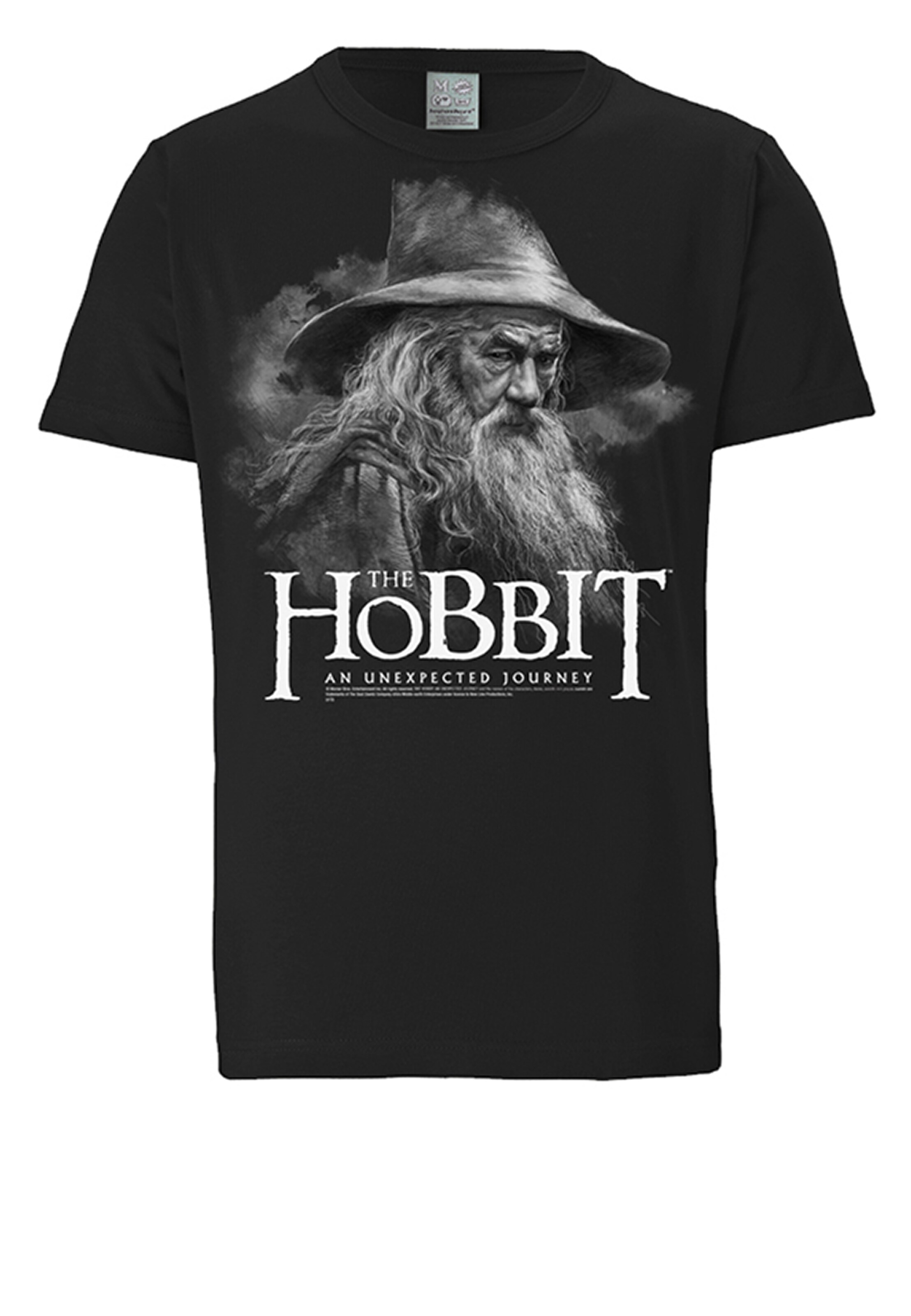 LOGOSHIRT Shirt 'Hobbit - Gandalf' in Zwart: voorkant