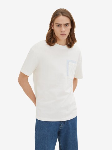 T-Shirt TOM TAILOR DENIM en blanc : devant