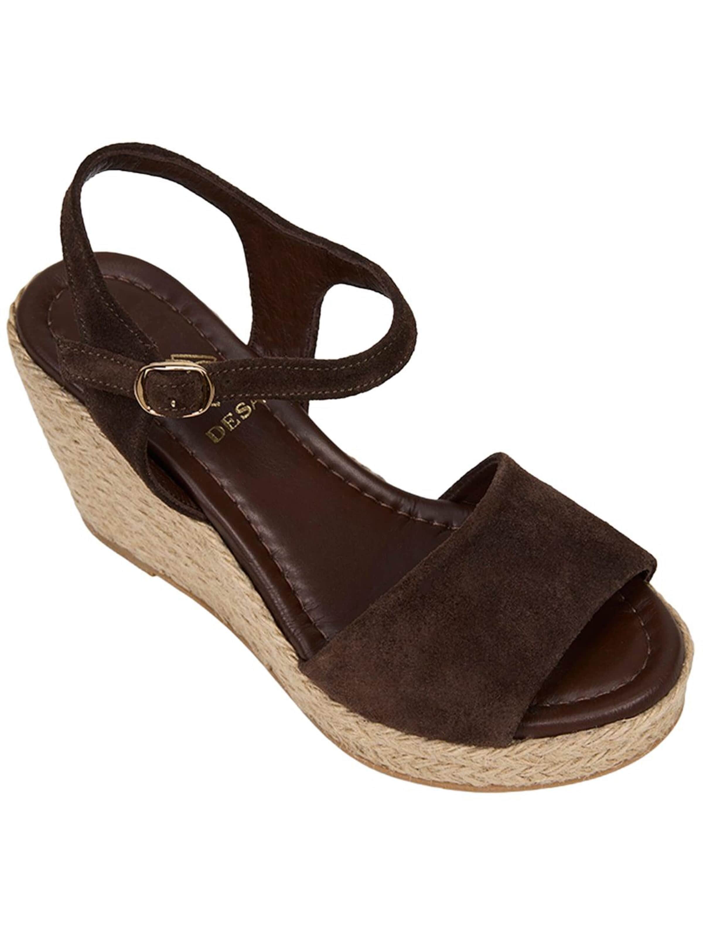 Sandales à lanières 'DESA Damen-Sandalen mit Keilabsatz und einem Riemen aus Wildleder' Desa en marron