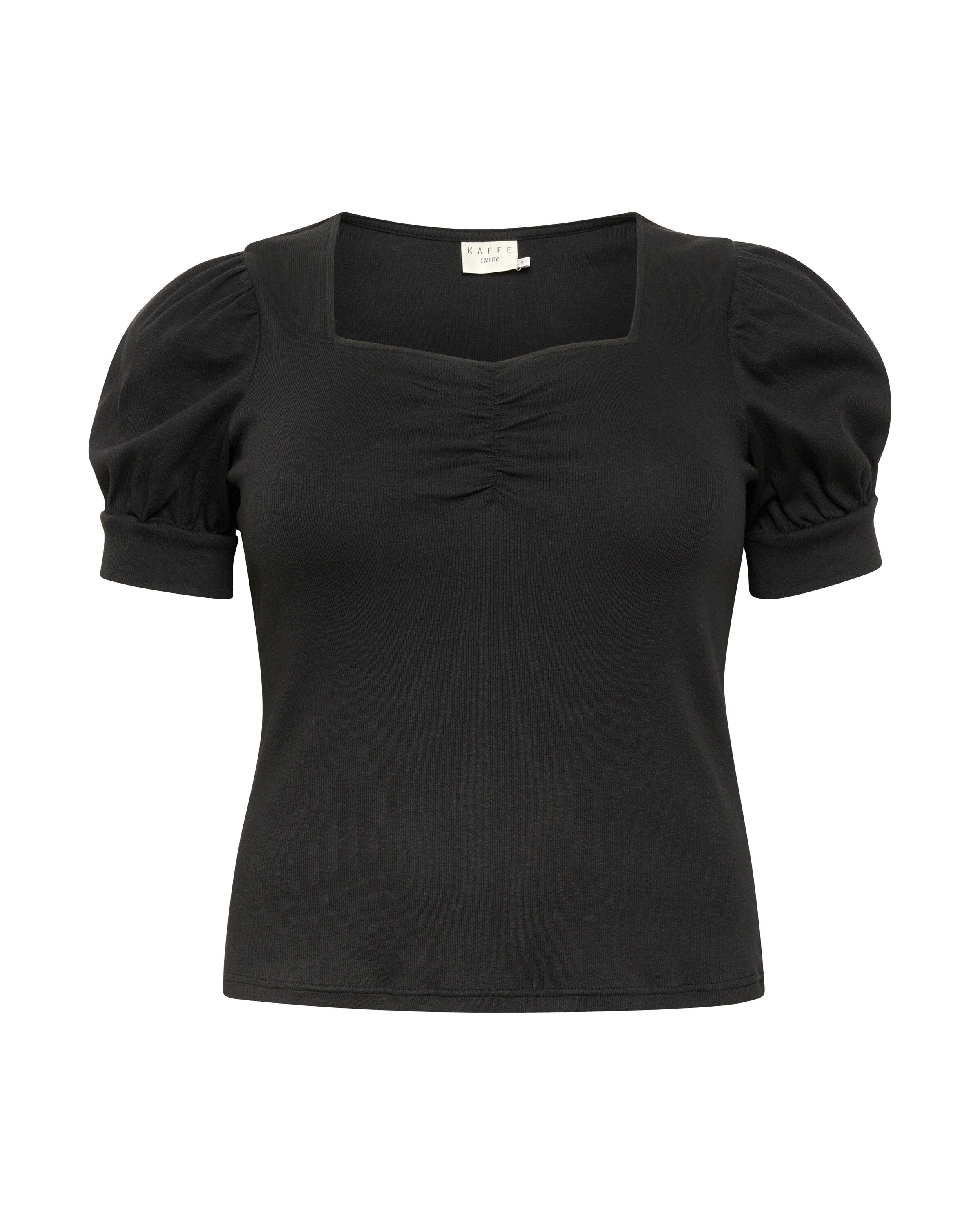 Tricou 'Carina' de la KAFFE CURVE pe negru: față