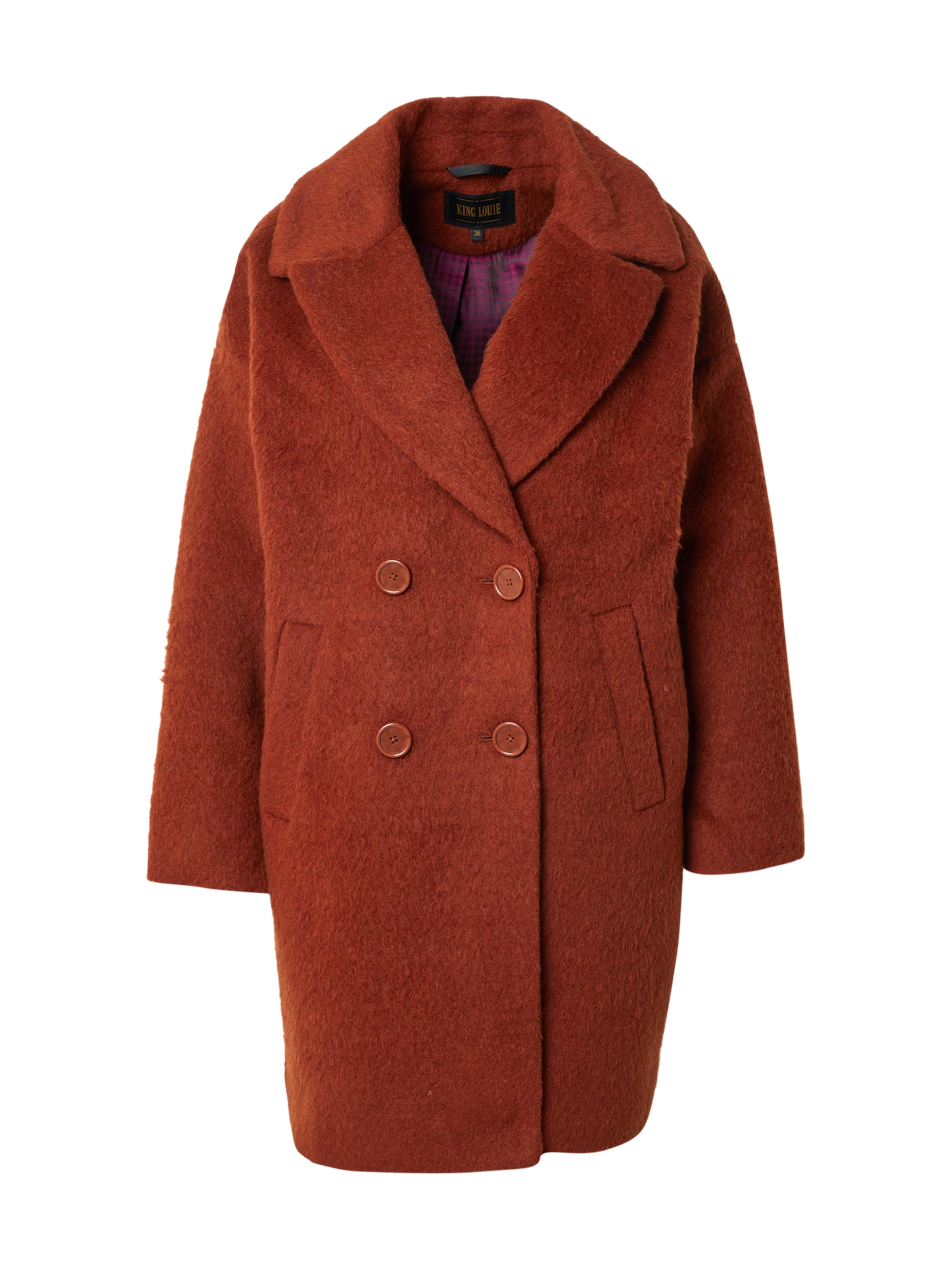 King Louie Between-seasons coat 'Nia Nerlino' in Brown: front