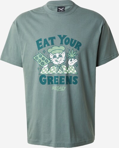 Iriedaily T-Shirt 'Eat Greens' en émeraude / jade / vert clair / blanc, Vue avec produit