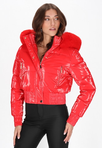 Veste d’hiver faina en rouge : devant