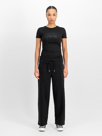 ALPHA INDUSTRIES Wide leg Pants in Black: front