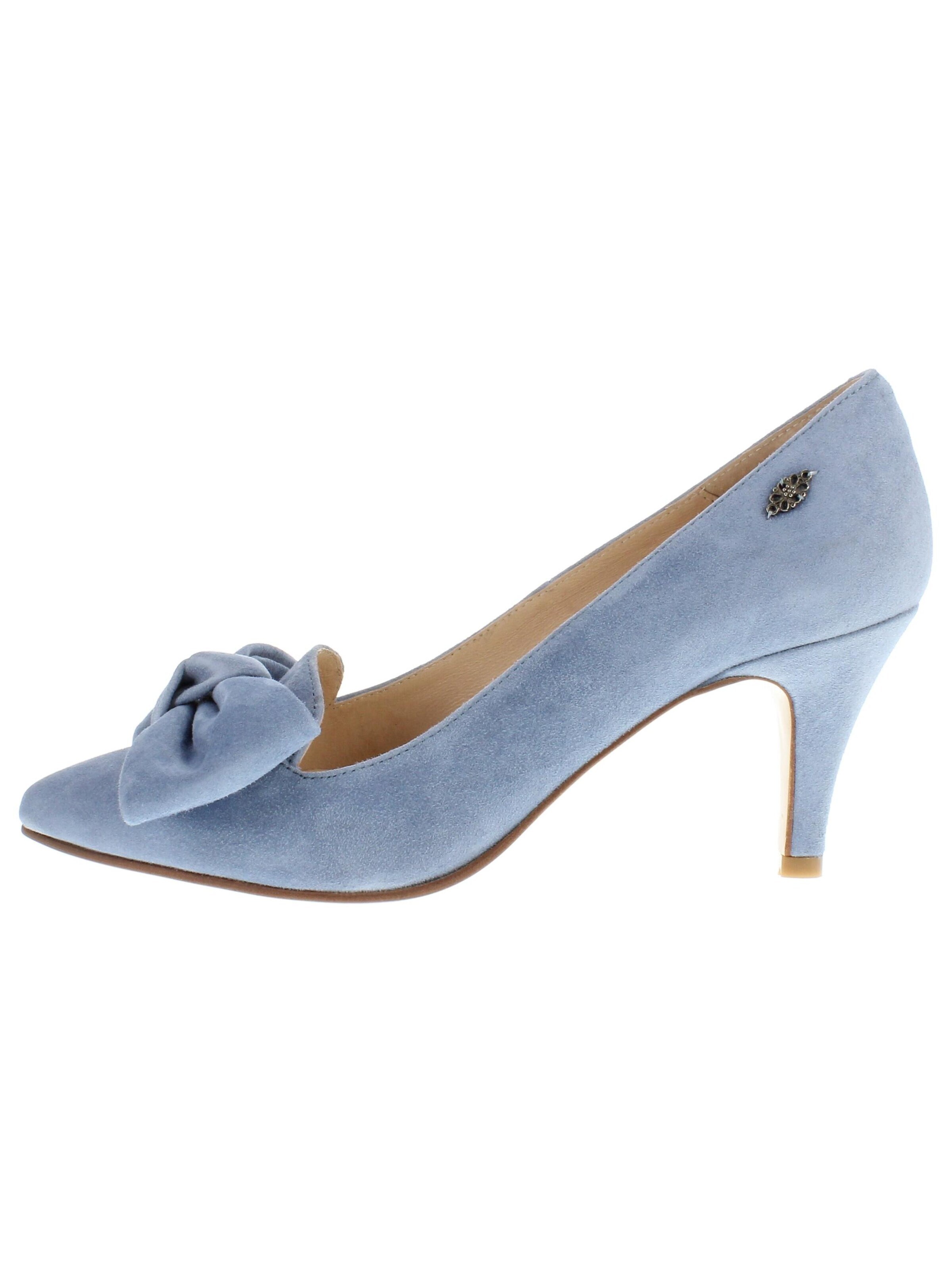 XAVER LUIS Schuhmanufaktur Pumps 'MARA - Spitze Pumps mit großer Schleife'‌‌‌‌ in Blau: Vorderseite