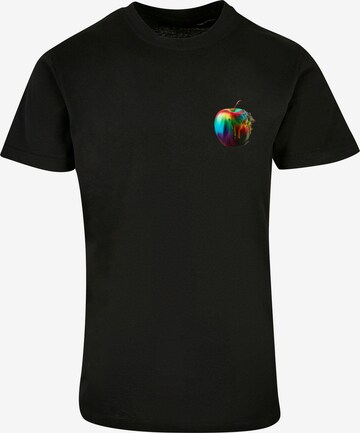 F4NT4STIC Shirt 'Colorfood Collection - Rainbow Apple' in Zwart: voorkant