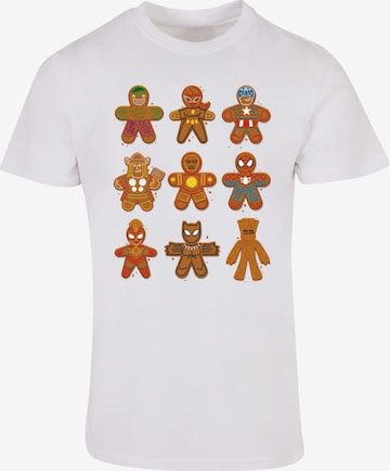 ABSOLUTE CULT Shirt 'Marvel Universe - Christmas Gingerbread Avengers' in White: front