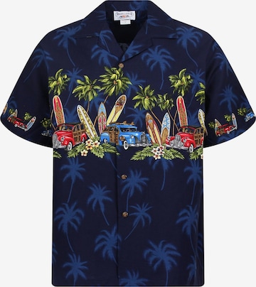 Coupe regular Chemise 'Surfbretter Autos' Pacific Legend en bleu : devant