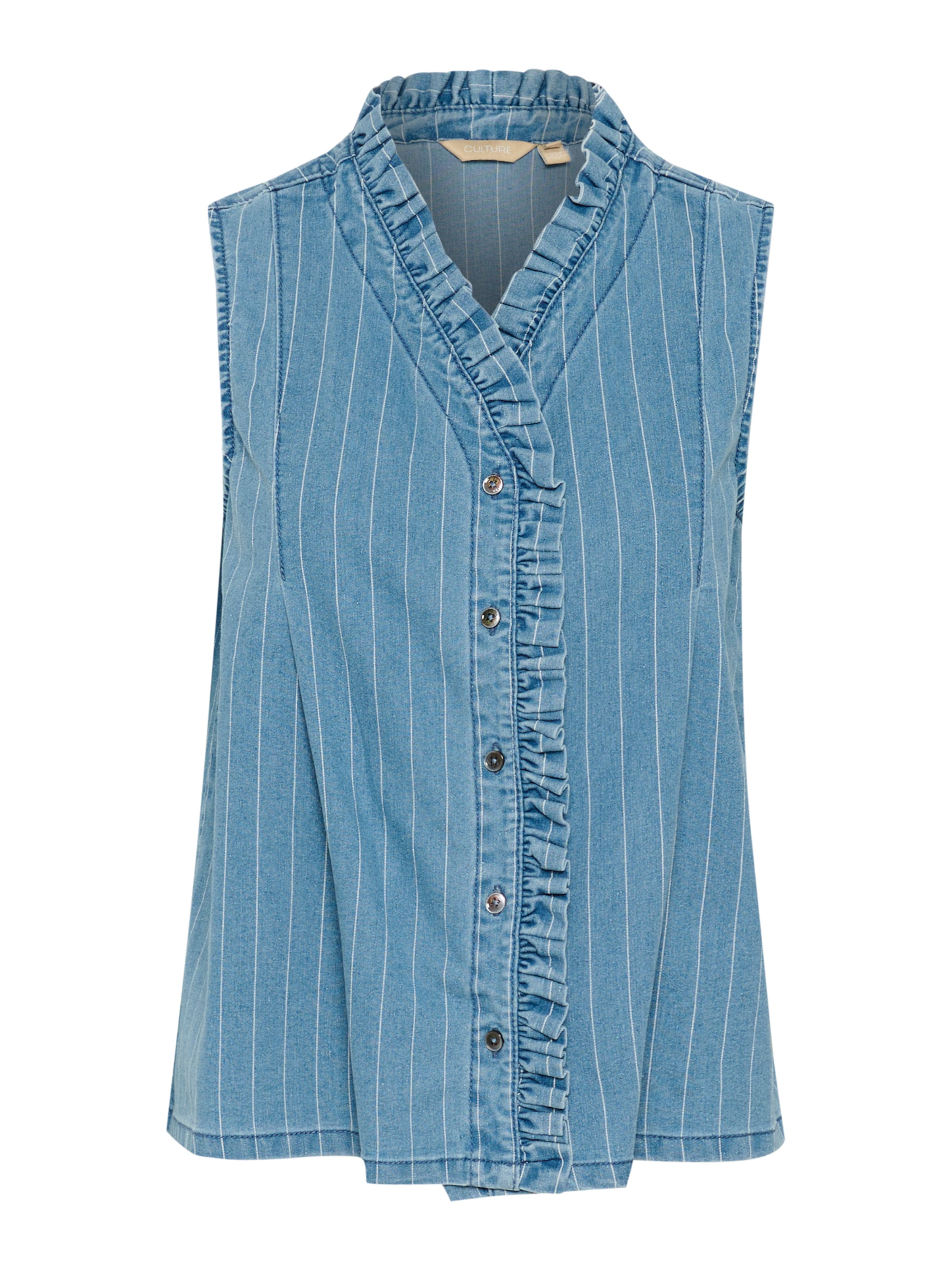 CULTURE Vest 'CU Renny' in Blue denim / White, Item view