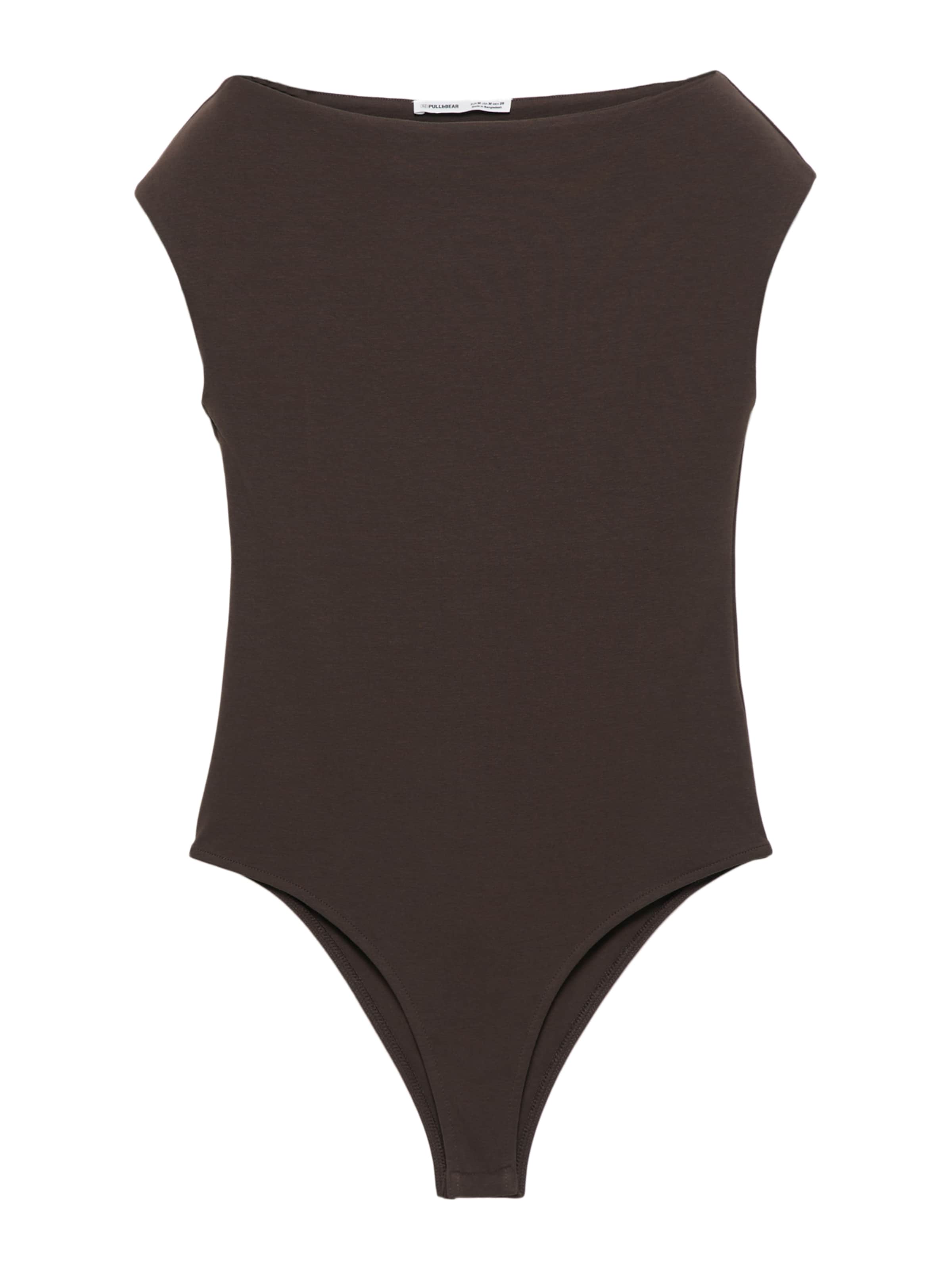 Pull&Bear Блуза боди в кафяво: отпред