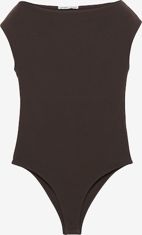 Pull&Bear Блуза боди в кафяво: отпред