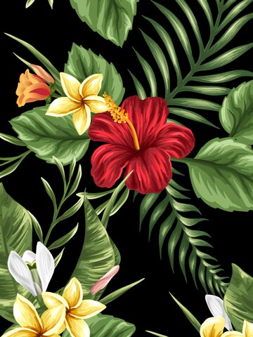 Hawaiihemdshop.de Regular fit Button Up Shirt 'Colourful Flowers' in Black