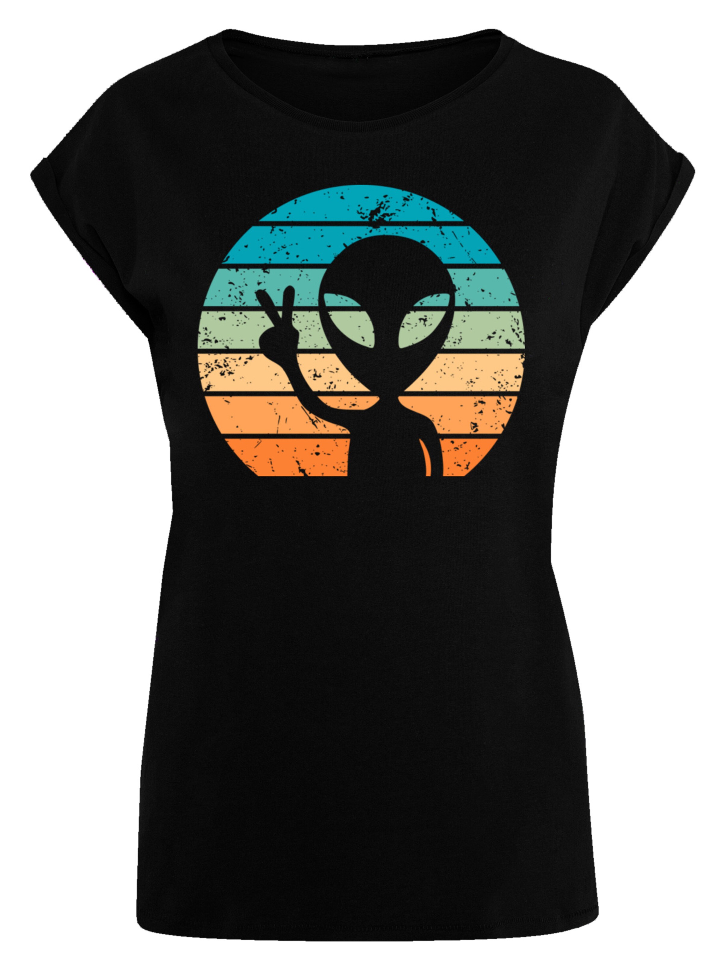 F4NT4STIC Shirt 'Alien Piece Sonnenuntergang' in Zwart: voorkant